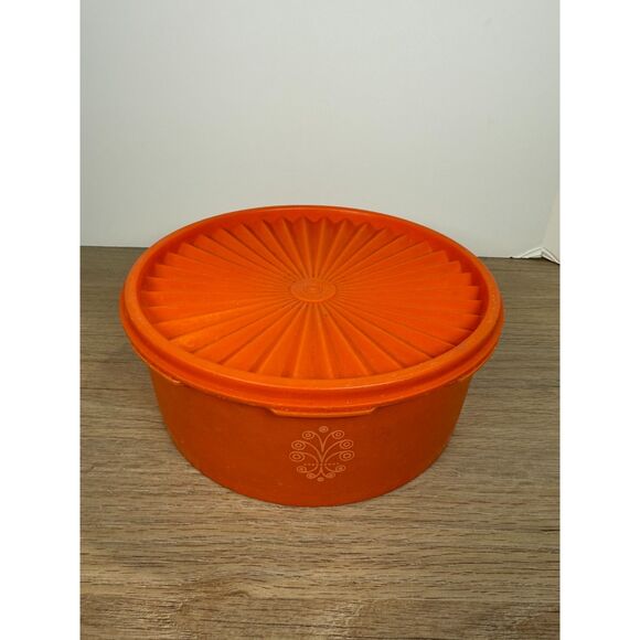 Tupperware Sunshine Orange Servalier Canister With Lid 8" Cookie Jar Retro - Picture 1 of 3